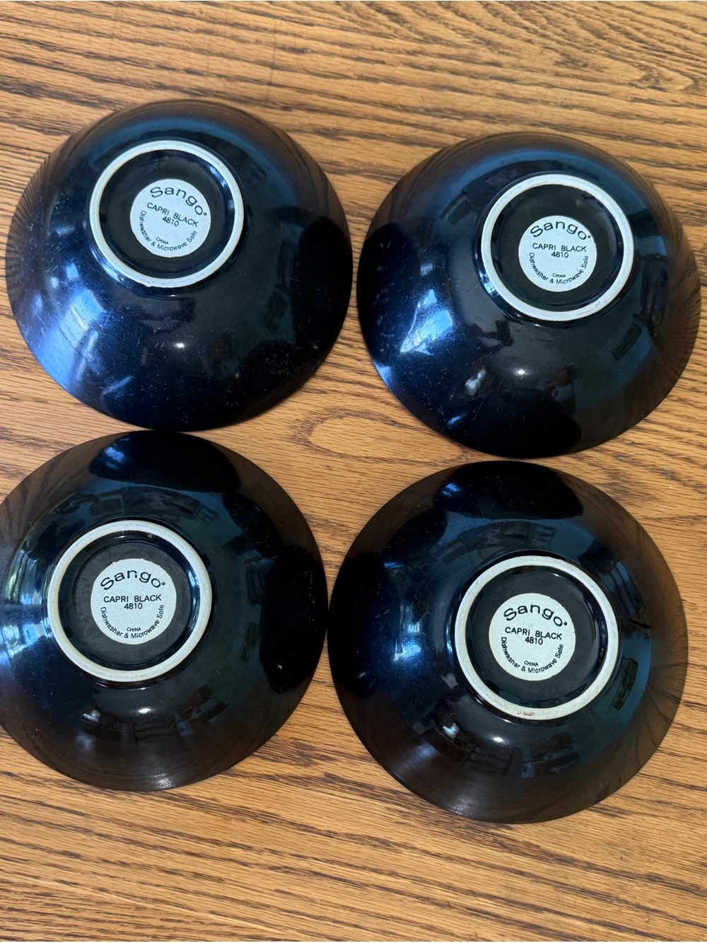 Set of 4 Sango 7.5” Soup Cereal Bowls Capri Black 4810 - Picture 4 of 10